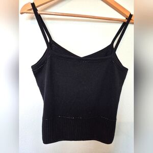 Frapp 100% Wool Tank Top Size 10 Black With Beading